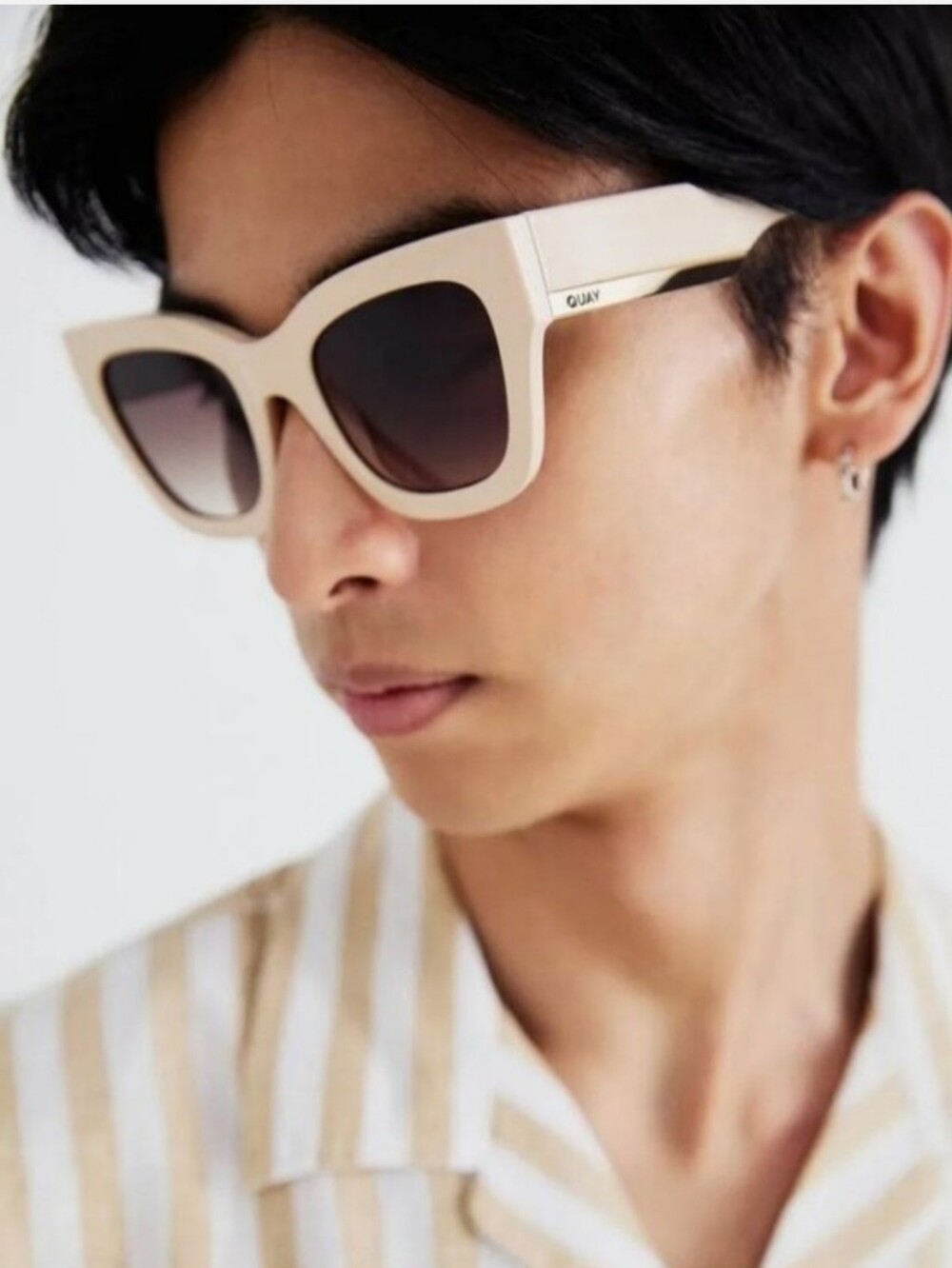 Quay By The Way Cream Square Oversized Sunglasses  New With Case